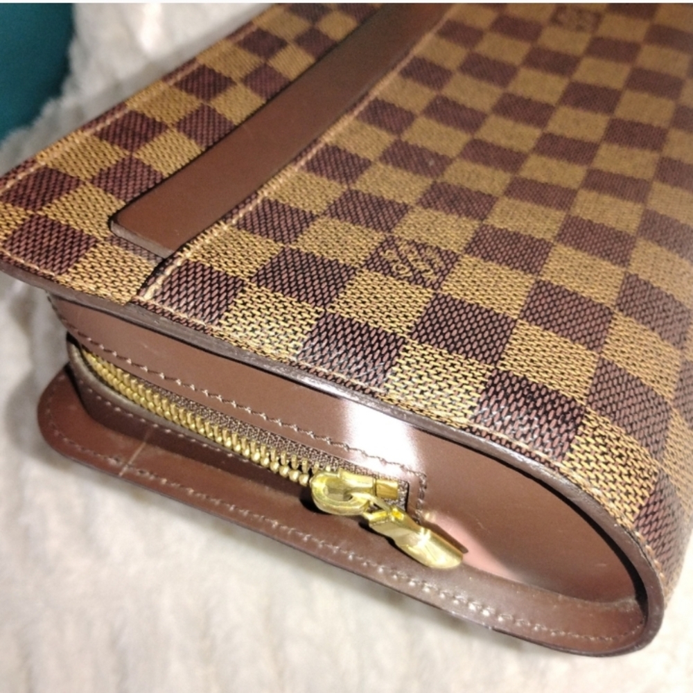 Louis Vuitton Brown and Tan Checkered Clutch